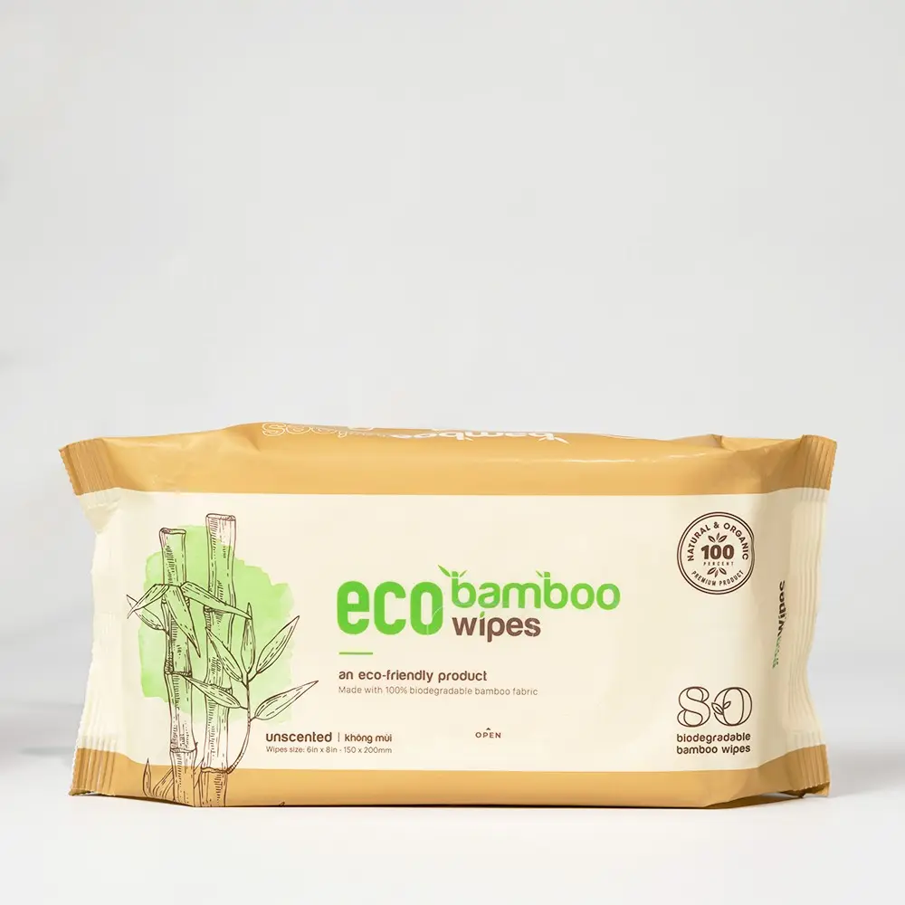 ベトナムメーカー製の高品質の生分解性ワイプ抗菌100% ECO竹生地