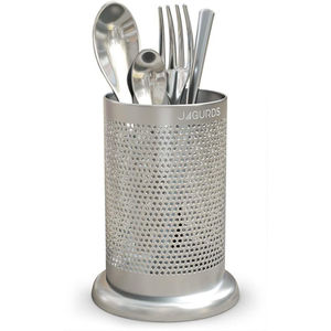 New Arrival Silver Finished Utensil Caddy Farmhouse Metal Cutlery Holder With Round Shape <b>Tabletop</b> Decor In Best Price - Product Image 4