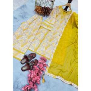 Conjunto de traje de fiesta de diseñador para mujer Top elegante Plazzo y Dupatta para ocasiones especiales - Product Image 2