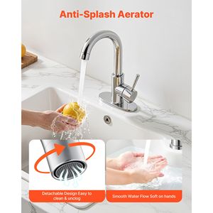 Rubinetto da cucina monocomando in nichel spazzolato con aeratore antispruzzo per l'approvvigionamento idrico - Product Image 6