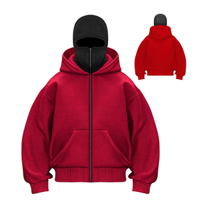 Cagoule d'hiver 2025 à double capuche, personnalisable avec logo, fermeture éclair, masque ninja, cagoule à fermeture éclair de haute qualité pour homme - Product Image 3