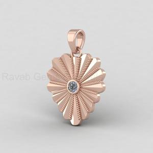 Pendentif disque médaillon floral soleil 20x30mm en argent 925 plaqué or 18 carats avec diamant CZ, breloque personnalisée, bijoux fins pour elle - Product Image 6