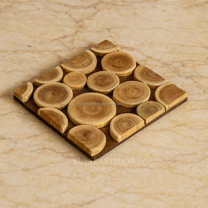 Royal Artisans Luxury Handmade Eco-Friendly Wood Square Coaster Set Holder Modern <b>Rustic</b> <b>Home</b> <b>Decor</b> Gift Engraved Holiday Box - Product Image 5