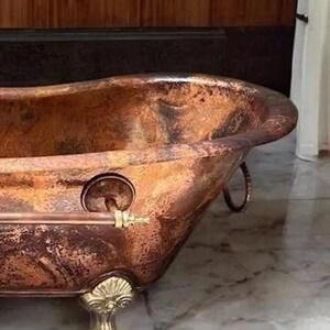 Bañera de cobre estilo antiguo para casas clásicas y vintage, bañera de cobre hecha a mano para baños elegantes inspirados en un spa. - Product Image 3