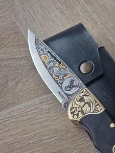 Couteau de poche pliant artisanal de haute qualité en acier inoxydable de qualité industrielle, manche en bois, verrouillage arrière, OEM, couteau de chasse EDC - Product Image 5