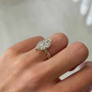 Anillos Elegantes de Plata de Ley con Baño de Rodio, Moissanita de Corte Marquesa de 1.5 CT, Libres de Níquel y Plomo, para Mujer, Anillos de Compromiso - Product Image 5