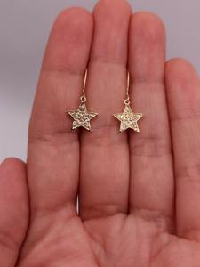 Pendientes Colgantes de Estrella con Diamantes Cultivados en Laboratorio de Oro de 14K, Forma Redonda, Joyería Elegante Minimalista para Mujer, Regalo para Fiestas y Eventos - Product Image 2