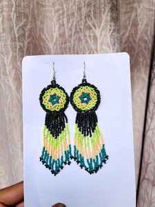 Pendientes de Cuentas de Semillas Bohemias Multicolores de Primera Calidad al por Mayor 2026, Pendientes de Flecos de Cuentas de Semillas Boho, Pendientes de Moda - Product Image 3