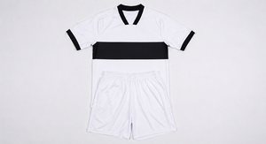 Conjunto Deportivo para Hombre, Blanco, Manga Corta, Cuello en V, con Franja Negra y Ribete en Contraste, Secado Rápido, Poliéster, Corte Regular - Product Image 6