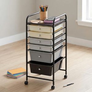 Chariot de rangement commercial en gros pour mobilier de bureau à domicile, chariot à outils roulant moderne en métal à quatre roues Pirstine G185 - Product Image 1