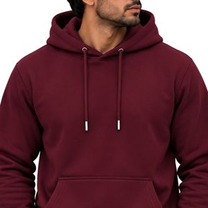 Mens <b>Maroon</b> Pullover Hoodie Long Sleeve Casual Sweatshirt Custom Logo Streetwear Sportswear <b>Top</b> Shoukat Apparel Manufacturer - Product Image 2