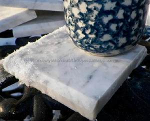 ที่รองแก้วหินอ่อนสีขาวธรรมชาติ100% ดีที่สุดสำหรับตกแต่งโต๊ะและอุปกรณ์เสริมอาเกตโดยหัตถกรรมมูวียาห์ - Product Image 1