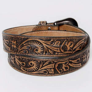 Cuero de vaca de grano completo hecho a mano de lujo Cinturón de herramientas de cuero occidental de moda para hombres con grabado floral para jeans - Product Image 2