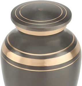 Classical Metal Jar Ceramic <b>Urn</b> with Gold Trim for Pet Memorials - Product Image 4