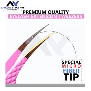 Ensemble de pinces à cils professionnelles en acier inoxydable, 5 pinces à cils à pointe en fibre Diamond Grip, couleur rose, extensions de cils, beauté - Product Image 2