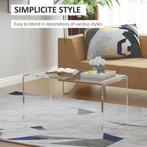 Tavolino da Caffè a Cascata a Forma di C in Acrilico Trasparente da 32 Pollici, Spessore 0,5 Pollici, Tavolo da Tè in Lucite, Arredamento Multifunzione per Soggiorno - Vetro - Product Image 5