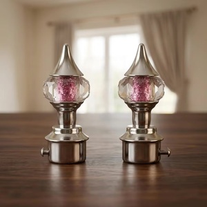Glam Crystal <b>Curtain</b> Finials with Pink Glitter Center Spherical Shape Elegant Design Style - Product Image 3