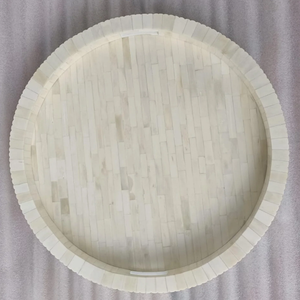 Bandeja Decorativa con Incrustaciones de Hueso, Forma Personalizada, con Asas Integradas, Artesanal, Apta para Microondas, Diseño Art Deco, Plato para Servir - Product Image 4