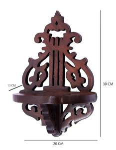 Estante de Madera para Montar en la Pared, Color Nogal, 30 x 12 x 13 cm, Paquete de Uno, Estilo Rústico Francés, Elegante, Floral, Hecho a Mano para el Hogar - Product Image 2