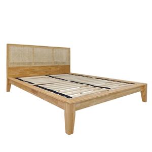 Base de Cama de Plataforma de Madera con Cabecero de Ratán, Tamaño Queen, Diseño Japonés, Fácil Montaje sin Herramientas, OEM ODM Vietnam - Product Image 3