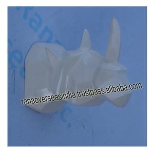 Tête de rhinocéros Sculpture murale en aluminium pour décor de tenture murale d'entrée de restaurant - Product Image 2