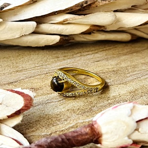 Unique Design Boho Eye Band Brass <b>Rings</b> For Women 18k Gold Plated Vintage Tiger Eye <b>Statement</b> Jewelry for Wholesale/OEM/ODM - Product Image 5