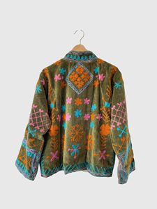 Veste en coton brodée à la main à motifs floraux, col mandarin, manches longues, taille plus, style Prairie Chic, vêtement de printemps pour adultes - Product Image 4