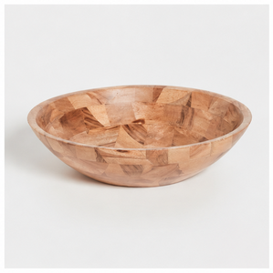 Bol à salade en bois d'acacia artisanal écologique, grand bol rond pour servir les fruits et légumes, articles de cuisine - Product Image 1