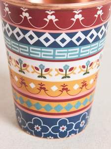 Gobelet en cuivre multicolore à motif floral géométrique traditionnel, artisanal, vaisselle décorative pour la restauration, les cadeaux et les occasions festives - Product Image 6