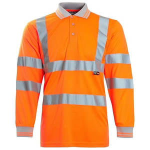 Polo de travail haute visibilité pour homme avec bandes réfléchissantes et manches longues contrastantes - Product Image 1