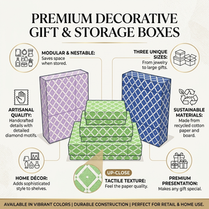 Descubra cajas de regalo con estampado en bloque, con diseños y un aspecto artesanal, para empaques de regalos y ocasiones especiales en todo el mundo. - Product Image 6