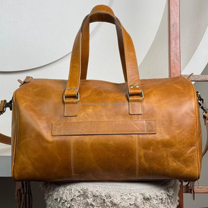 Nuevo diseño de moda personalizado de cuero de vaca genuino flecos bolsas de lona con manga de carro bolsas de viaje de gran capacidad para Unisex - Product Image 4