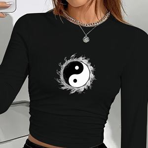 หยินหยางเสื้อแขนยาวแฟชั่นผู้หญิงลายของเหลว - Product Image 1