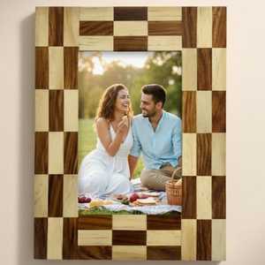Porte-photo en résine de designer haut de gamme avec incrustation d'os, cadre mosaïque artisanal à motif élégant pour maisons et bureaux raffinés - Product Image 3