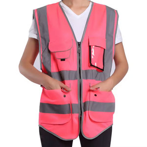 Gilet de travail haute visibilité pour les ouvriers du bâtiment avec plusieurs poches, gilet réfléchissant pas cher en toile, décoration imprimée décontractée - Product Image 5