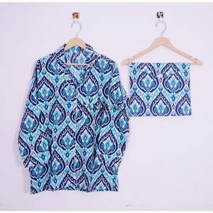 Ensemble de pyjama en coton pur pour femmes, design élégant, deux pièces, tenue de nuit pour l'été, pour dormir et se détendre - Product Image 2