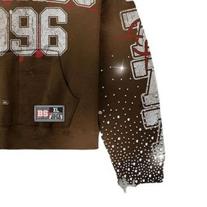 Sudadera con Capucha Personalizada con Estampado de Diamantes de Imitación para Hombre, Talla Grande, Informal, Color Marrón, Diseño Sublimado, Bolsillo Frontal, Sudadera con Capucha de Alta Calidad para Hombre - Product Image 4