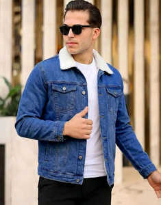 Veste en jean à col en fourrure, style streetwear, coupe slim, déchirée, vintage, manches longues, classique, pour homme et femme - Product Image 5
