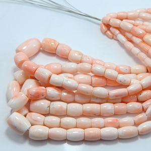 Perles tubulaires en corail rose naturel japonais, lisses, en pierre précieuse, brin de 17 pouces pour la fabrication de bijoux - Product Image 1