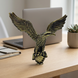 Figurine d'aigle en fer forgé, sculpture animale moulée avec revêtement en poudre, objet d'art de collection, décor multicolore, Vietnam Khang Hung Phat - Product Image 3