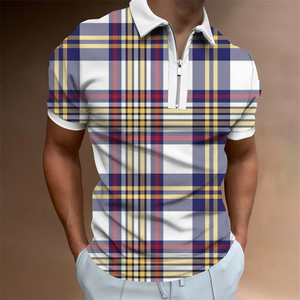 Polo de manga corta de verano para hombre, camiseta de golf con solapa y logo bordado, estilo de negocios, top de media manga. - Product Image 6