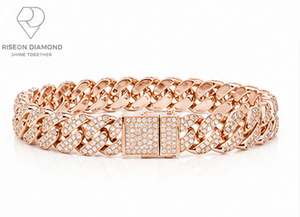 Premium Cuban link <b>bracelet</b> in rose gold with oversized links hand set lab grown diamonds luxury fashion statement jewelry - Product Image 2