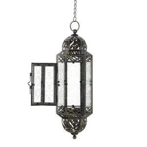 Farol de Hierro Negro con Paneles de Vidrio Rojo y Verde para Decoración del Hogar - Product Image 5