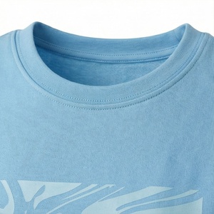 Conjunto Casual de 2 Piezas para Mujer, Color Azul Claro, Camiseta de Manga Corta y Pantalones Cortos por Encima de la Rodilla, Cuello Redondo, Estampado, Tejido de Punto, Algodón - Product Image 4