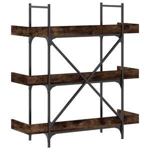 Bibliothèque en bois d'ingénierie en chêne fumé avec accents métalliques - Product Image 6