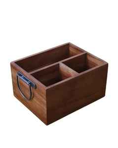 Porte-couverts en bois avec porte-serviettes, organisateur d'ustensiles multi-compartiments, rangement de table de cuisine, support en bois - Product Image 3