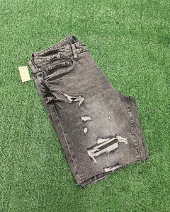 Nouvelle Arrivée Short en Jean Déchiré et Usé pour Homme, Short en Denim Bleu à Trous, Style Hip Hop Décontracté - Product Image 2