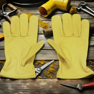 Gants de conduite jaune à gros grain de vache Gants de travail en cuir Caractéristique ignifuge Gants de conducteur en cuir de vachette fendu Beaucoup d'autres - Product Image 2