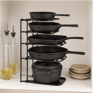 5 Tier Pot and Pan Organizer <b>Rack</b> for <b>Kitchen</b> Cabinet Sturdy Metal Space-Saving <b>Storage</b> Shelf for Cast Iron Skillets Griddles - Product Image 4