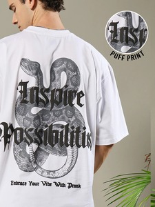 Camiseta Oversize para Hombre, de Algodón, Manga Corta, Hombros Caídos, Estilo Casual, con Gráfico Abstracto, Streetwear, Top Holgado - Product Image 6